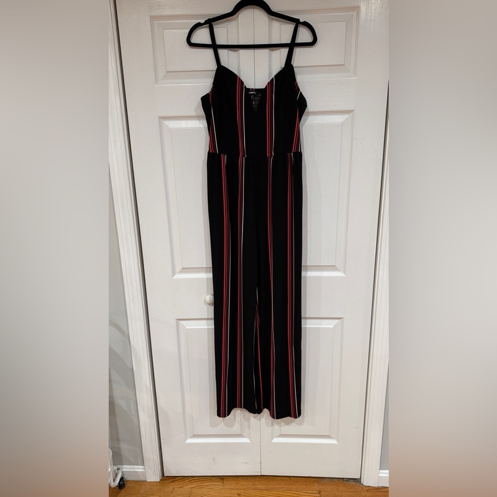 Black and Red Striped Jumpsuit